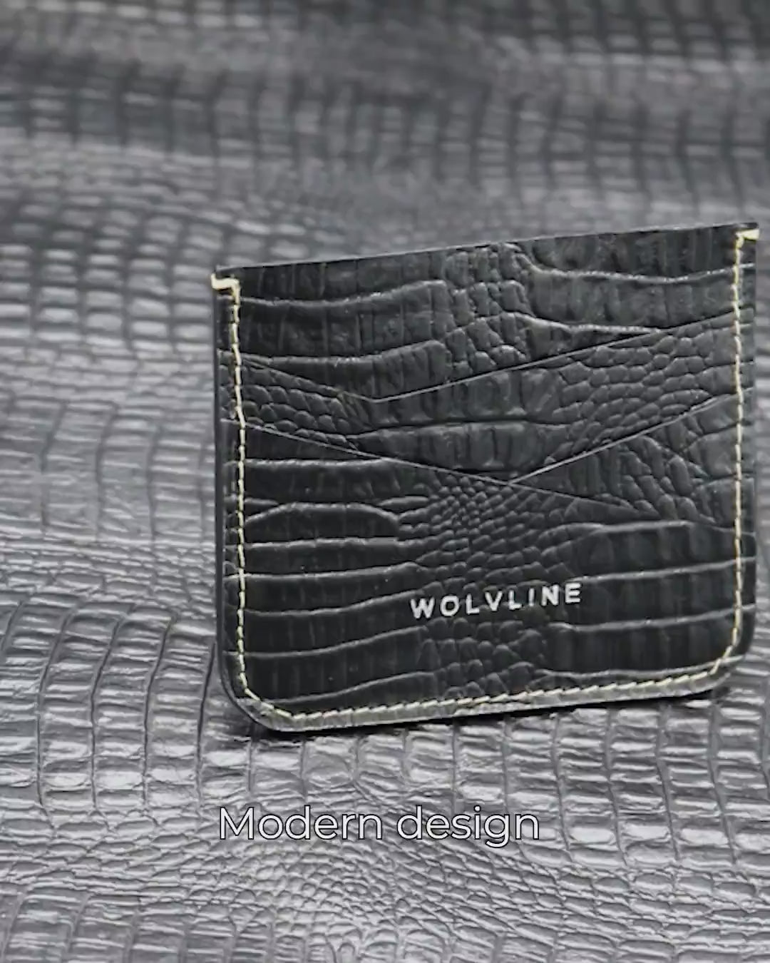 Wolvline Croc Leather Monarch Cardholder
